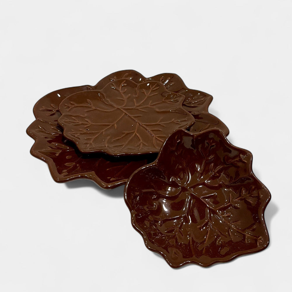 Platón Hoja Chocolate - Platón de Cerámica