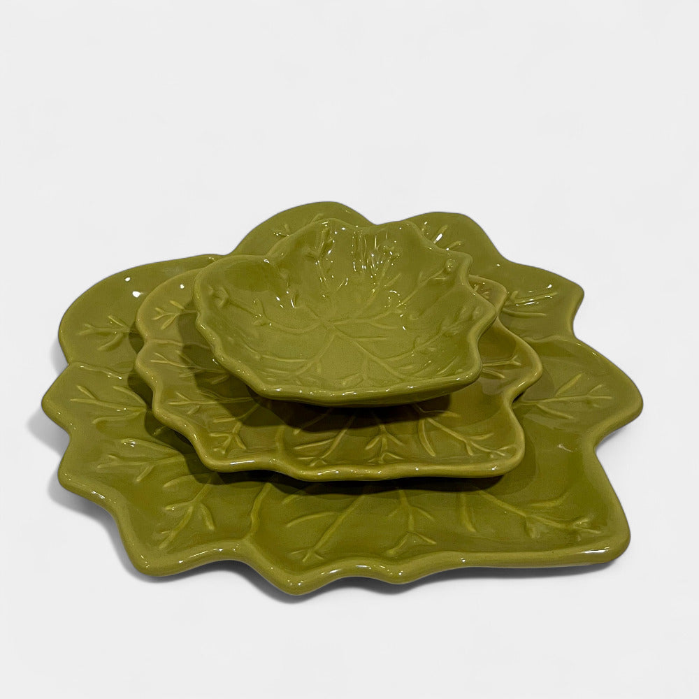 Platón Hoja Verde - Platón de Cerámica