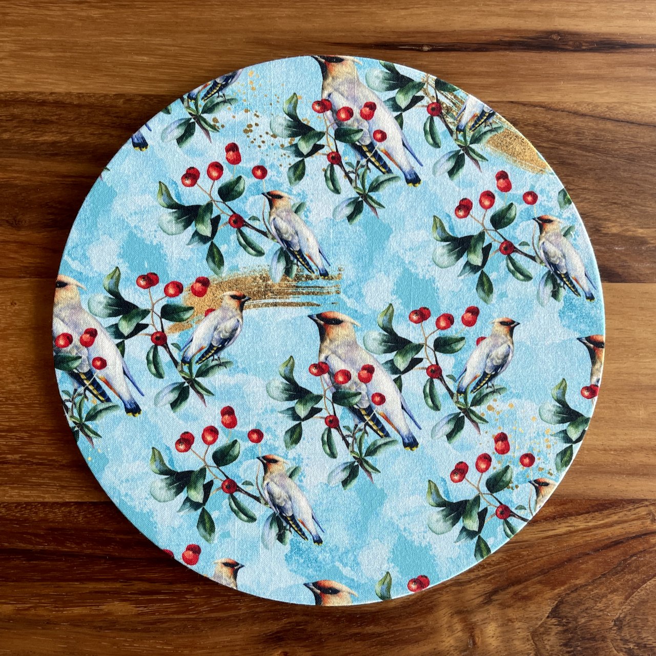 Cheerful Christmas Blue Birds - Funda / Individual Rígido (MDF)