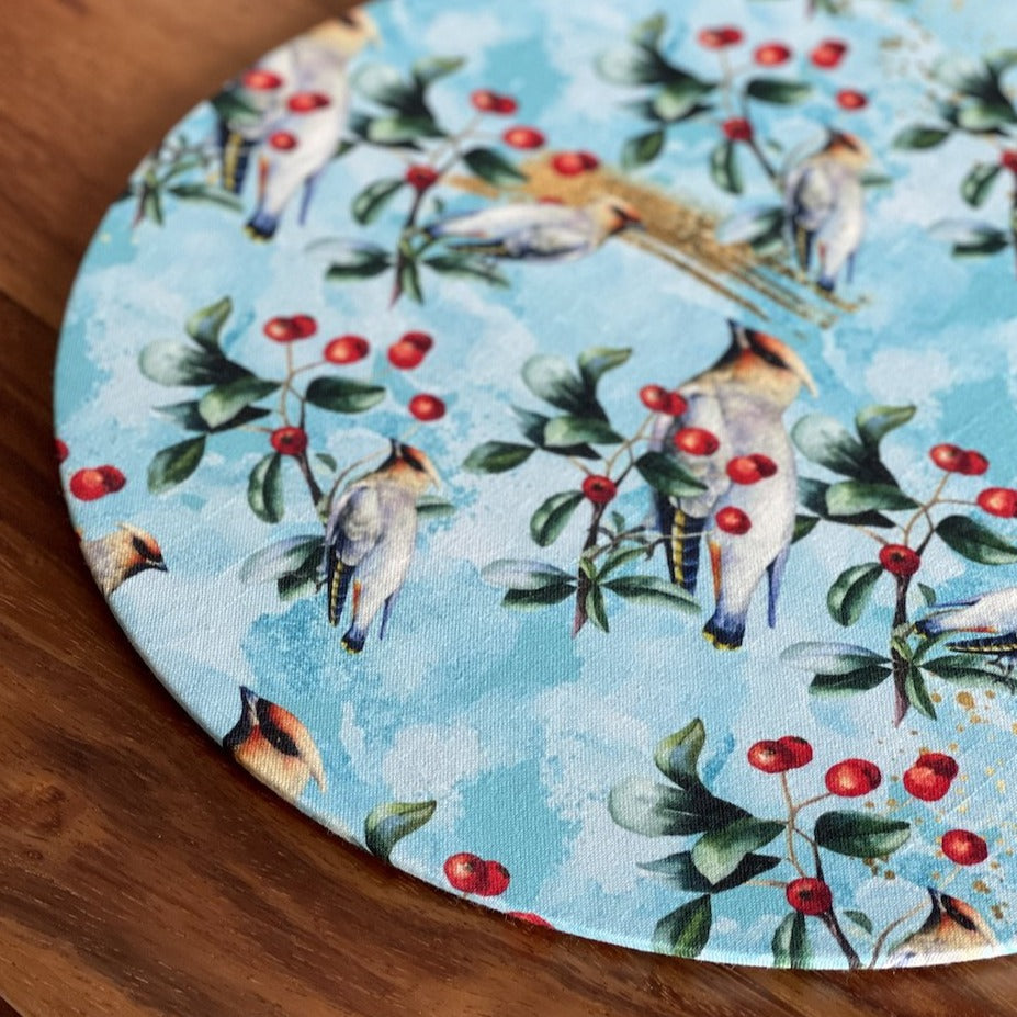 Cheerful Christmas Blue Birds - Funda / Individual Rígido (MDF)