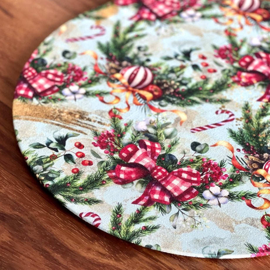 Cheerful Christmas Red Ribbon - Funda / Individual Rígido (MDF)