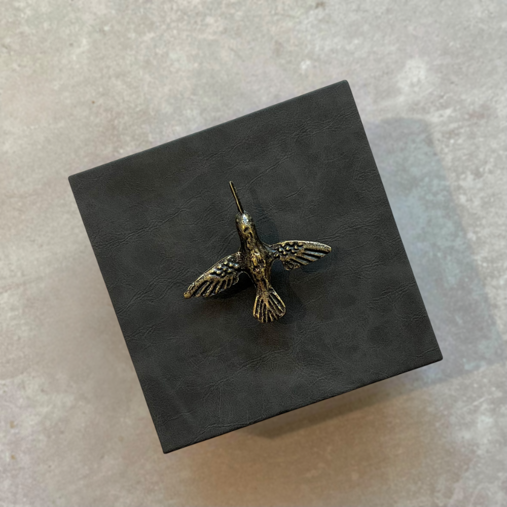 Caja Elite Carbón Herraje Colibrí (4 Divisiones) - Caja de Té
