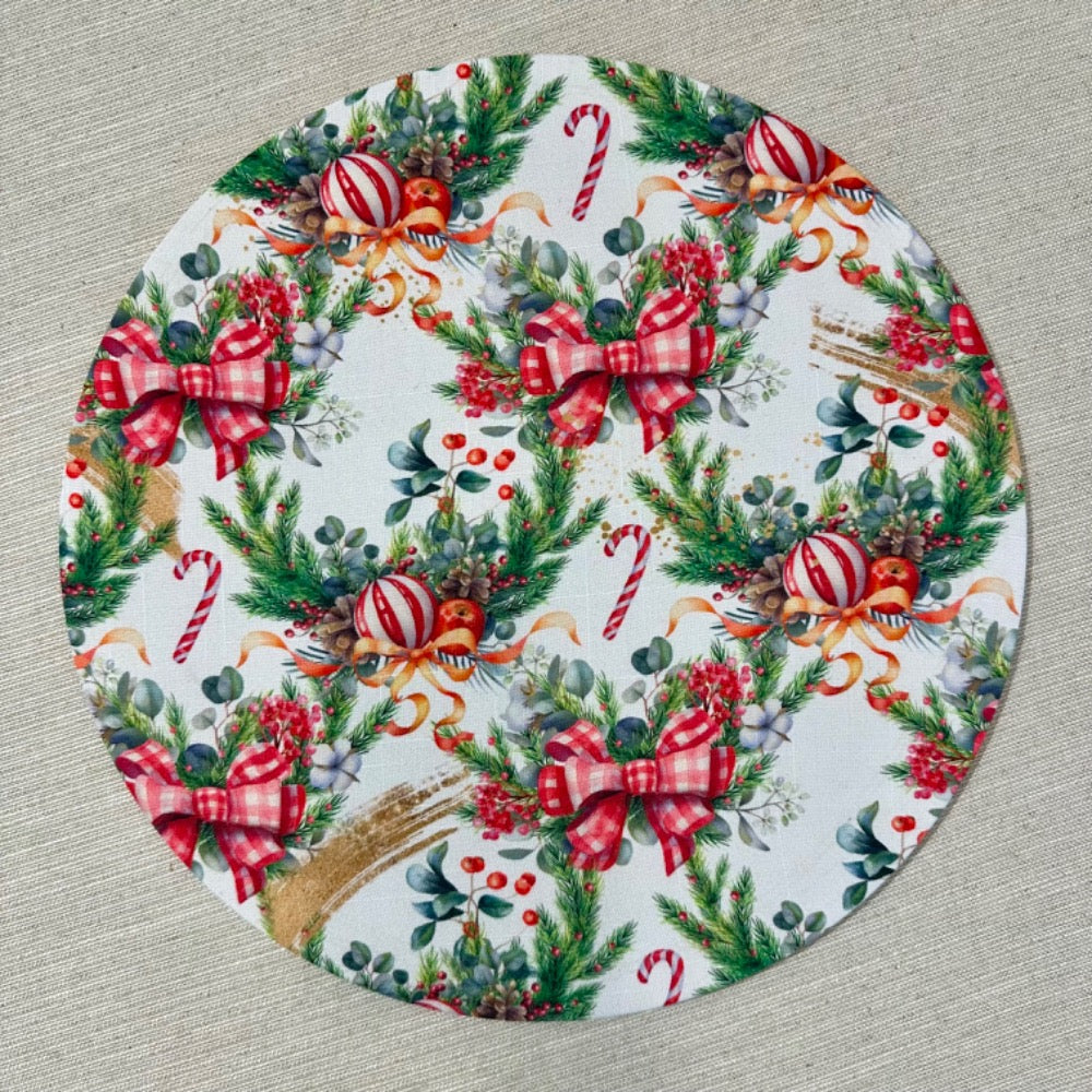 Cheerful Christmas Red Ribbon - Funda Plato Base