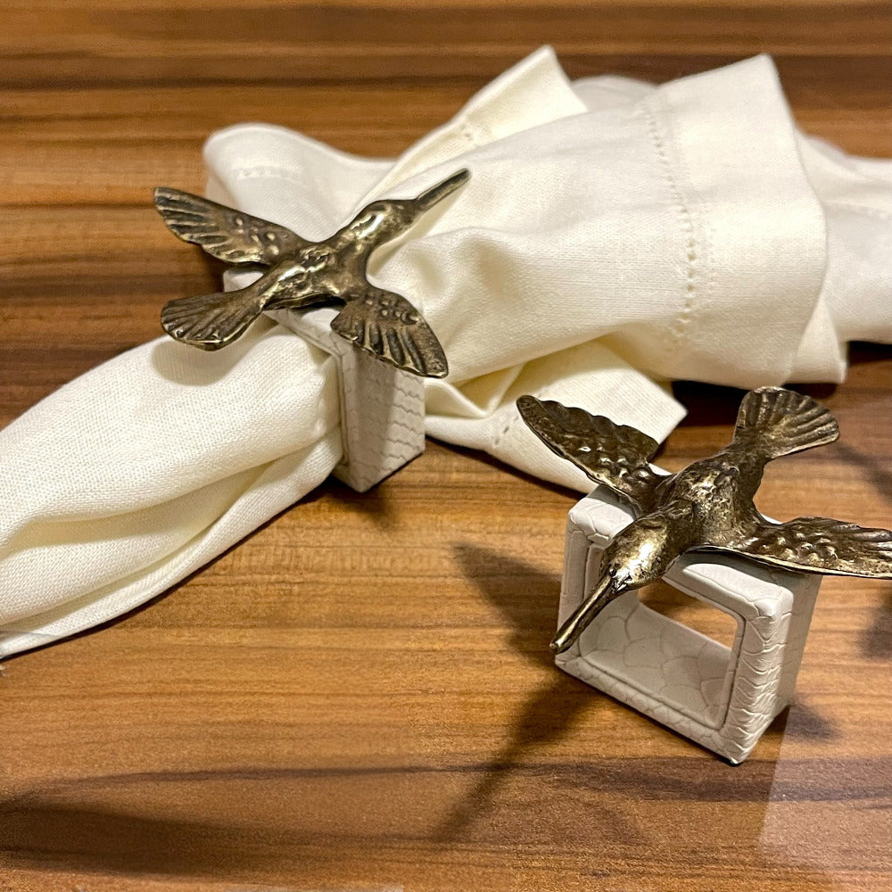Aro Drillo Colibri Crema (Set de 6)  - Anillo Servilletero
