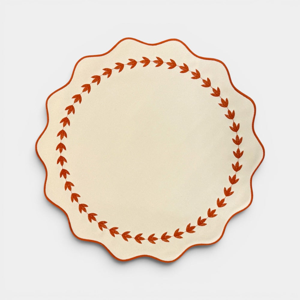 Riften Beige / Coral (Set de 12) - Individual de Tela Impermeable