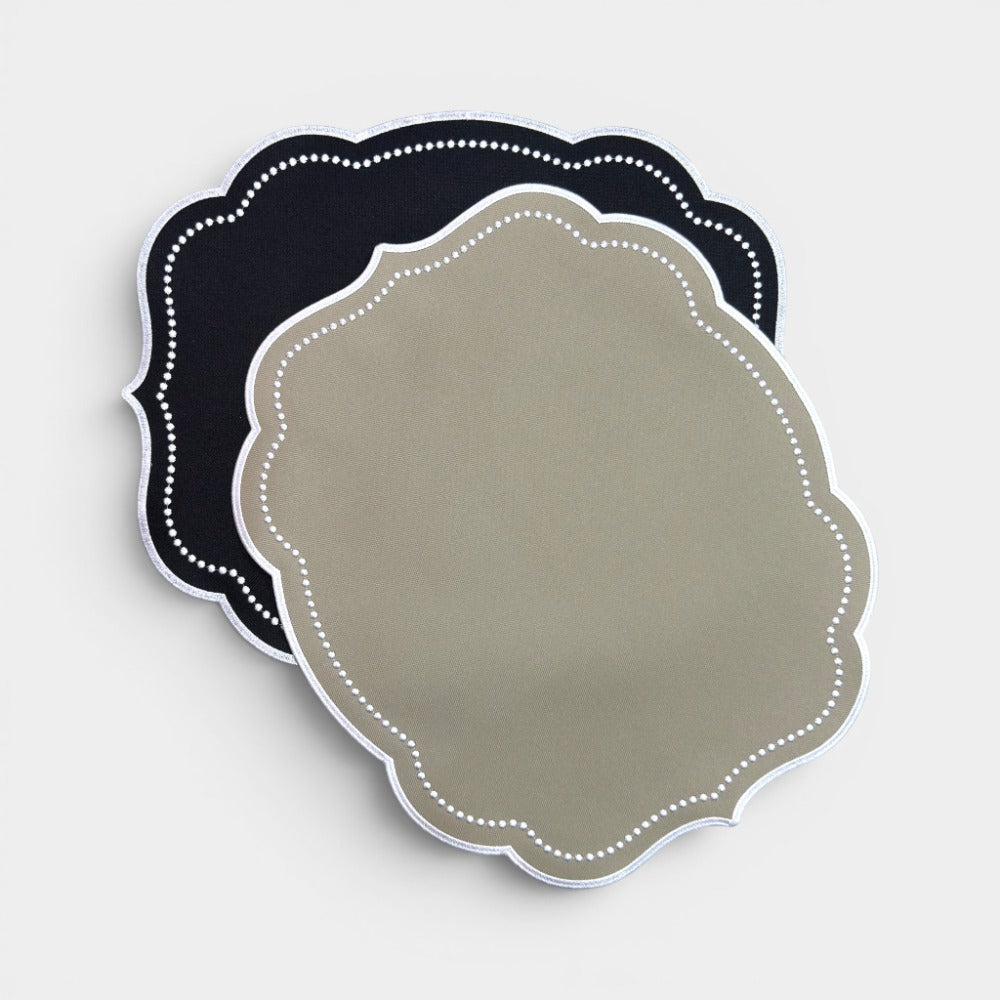 São Paulo Negro/Beige (Set de 6) - Individual de Tela Impermeable