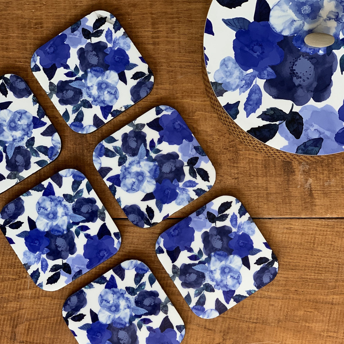 Flores Azul Rey (Set de 6) - Portavasos