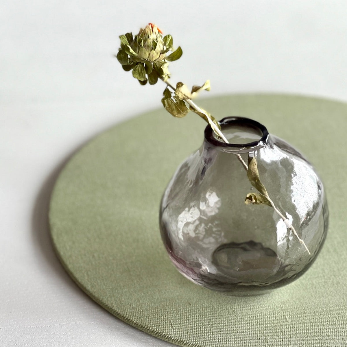 Athis - Florero de Cristal minimalista para tener en sala, oficina y mesa